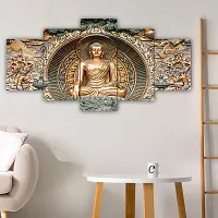 Classic  Uv Coated Mdf Framed Buddha 3D Religious Painting For Wall And Home Decor ( 75 Cm X 43 Cm ) - Set Of 5 Wall Painting, Multicolour-thumb2