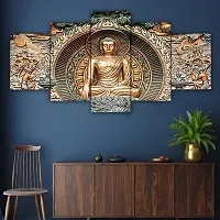 Classic  Uv Coated Mdf Framed Buddha 3D Religious Painting For Wall And Home Decor ( 75 Cm X 43 Cm ) - Set Of 5 Wall Painting, Multicolour-thumb3