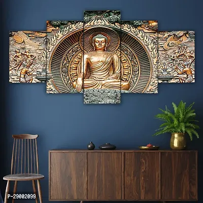 Classic  Uv Coated Mdf Framed Buddha 3D Religious Painting For Wall And Home Decor ( 75 Cm X 43 Cm ) - Set Of 5 Wall Painting, Multicolour-thumb4
