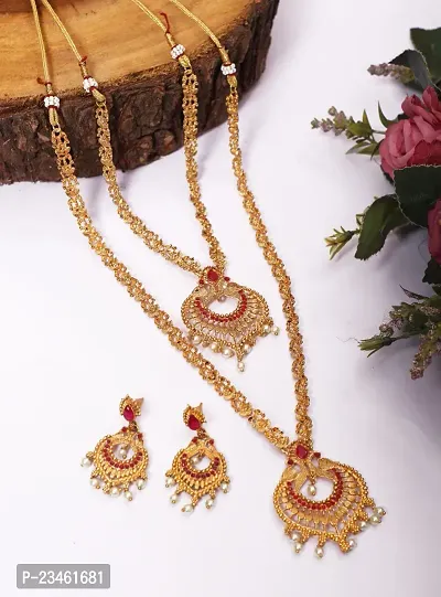 Stylish Golden Brass  Jewellery Set For Women