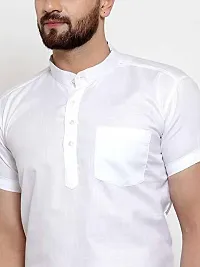 Reliable White Cotton Blend Solid Short Length Kurta For Mens-thumb3