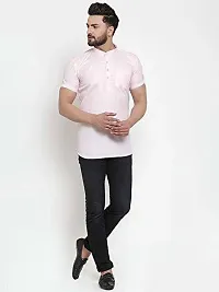 Reliable Pink Cotton Blend Solid Short Length Kurta For Mens-thumb2