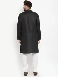 Reliable Black Cotton Blend Solid Long Length Kurta For Men-thumb1