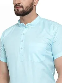 Reliable Blue Cotton Blend Solid Short Length Kurta For Mens-thumb3