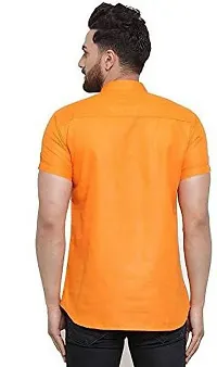 Reliable Orange Cotton Blend Solid Short Length Kurta For Mens-thumb1
