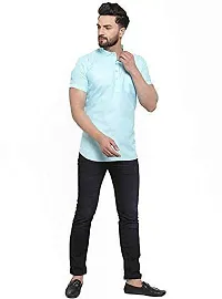 Reliable Blue Cotton Blend Solid Short Length Kurta For Mens-thumb2