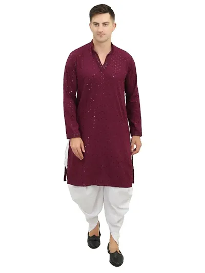 Classic Viscose Embellished Kurta Bottom Set for Men