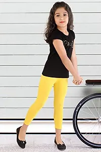 MYBODY Lycra Plain Ankle Length Yellow Leggings for Kids/Girls | Extra Soft |Elastic Closure|(Size - 2-14 Years)-thumb1