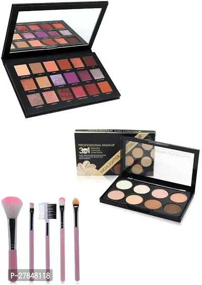 Desert Dusk Eye Shadow Palette , Contour Highlighter Concealer , Set Of 5 Brushes - 3 Items-thumb0