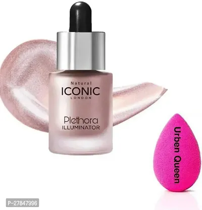 Illuminator Liquid Highlighter Face And Body Waterproof 3D Glow Bridal Makeup Highlighter And A Blender Puff- Set Of 2-thumb0