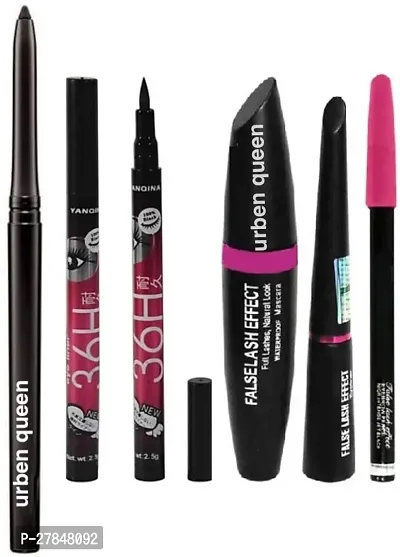 Kajal , 2 Pc 36 Hours Stay Eyeliner , Mascara , Eyeliner , Eyebrow Pencil - 6 Items-thumb0