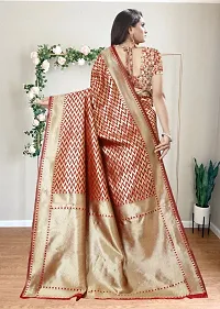 Beautiful Silk Blend Saree with Blouse piece-thumb1