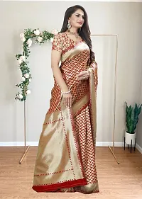 Beautiful Silk Blend Saree with Blouse piece-thumb3