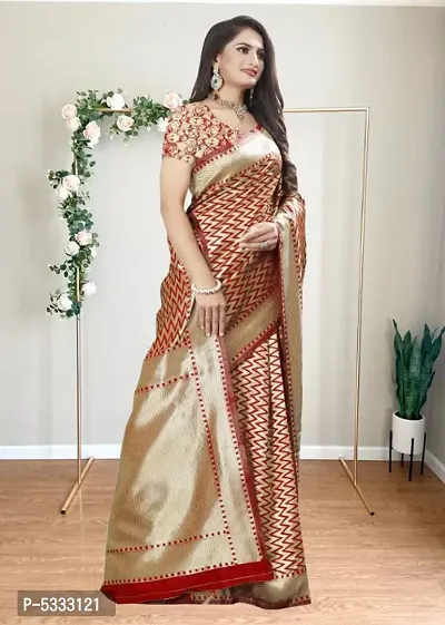 Beautiful Silk Blend Saree with Blouse piece-thumb4