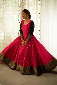 Stylish Fancy Designer Taffeta Silk Ethnic Gown With Dupatta For Women-thumb1