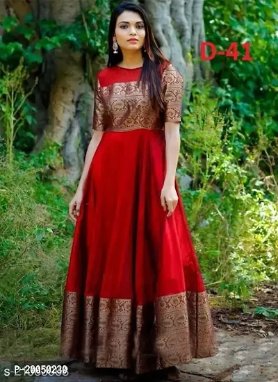 Stylish Fancy Designer Taffeta Silk Ethnic Gown For Women