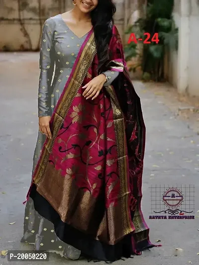 Stylish Fancy Designer Taffeta Silk Ethnic Gown With Dupatta For Women