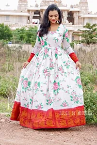 Stylish Fancy Designer Chanderi Cotton Ethnic Gown For Women-thumb1