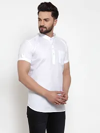 Reliable White Cotton Blend Solid Hip Length Kurta For Men-thumb2