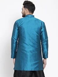 Reliable Blue Silk Printed Nehru Jacket For Men-thumb1