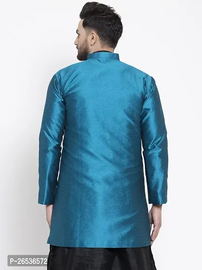 Reliable Blue Silk Printed Nehru Jacket For Men-thumb2