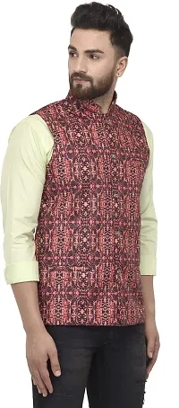 Reliable Multicoloured Cotton Blend Printed Nehru Jacket For Men-thumb2