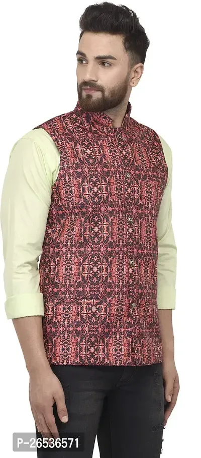 Reliable Multicoloured Cotton Blend Printed Nehru Jacket For Men-thumb3