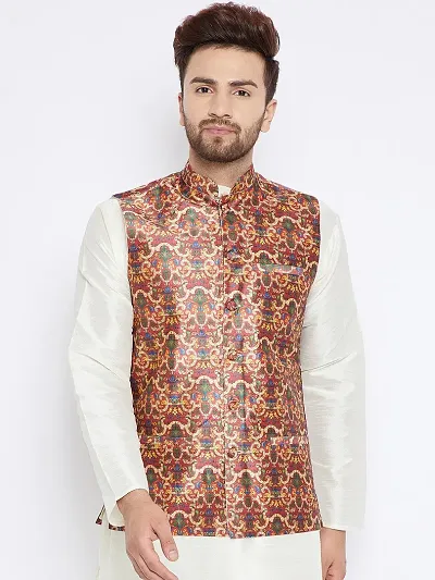 Reliable Silk Printed Nehru Jacket For Men