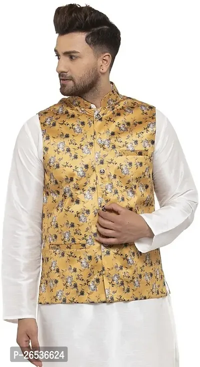 Reliable Multicoloured Satin Printed Nehru Jacket For Men