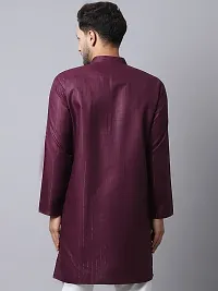 Reliable Purple Cotton Blend Solid Short Length Kurta For Men-thumb1