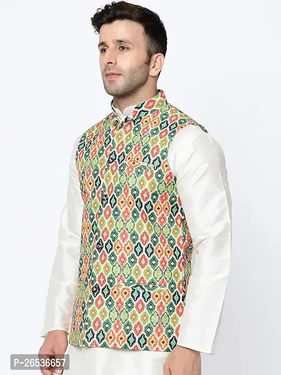 Reliable Multicoloured Cotton Blend Printed Nehru Jacket For Men-thumb3