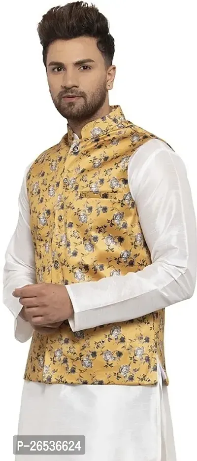 Reliable Multicoloured Satin Printed Nehru Jacket For Men-thumb3