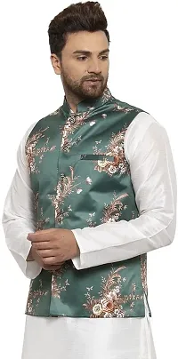 Reliable Multicoloured Satin Printed Nehru Jacket For Men-thumb2
