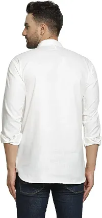 Reliable White Cotton Blend Solid Hip Length Kurta For Men-thumb1