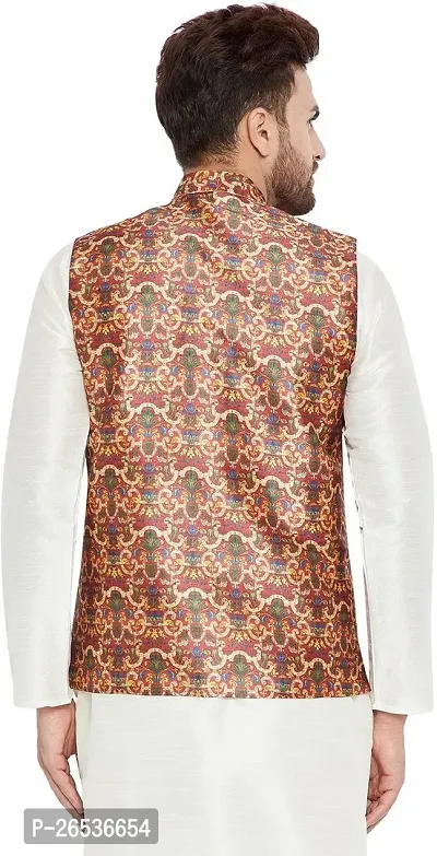Reliable Multicoloured Silk Printed Nehru Jacket For Men-thumb2