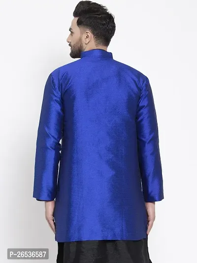 Reliable Blue Silk Printed Nehru Jacket For Men-thumb2