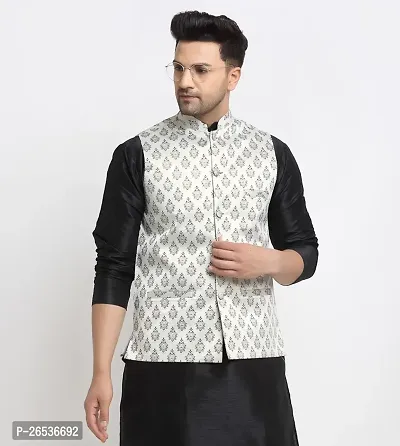 Reliable Multicoloured Jacquard Woven Design Nehru Jacket For Men