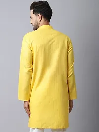 Reliable Yellow Cotton Blend Solid Short Length Kurta For Men-thumb1