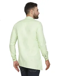 Reliable Green Cotton Blend Solid Hip Length Kurta For Men-thumb1