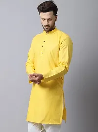 Reliable Yellow Cotton Blend Solid Short Length Kurta For Men-thumb2