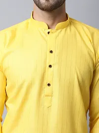 Reliable Yellow Cotton Blend Solid Short Length Kurta For Men-thumb3