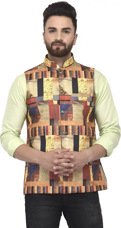 Reliable Blend Nehru Jacket For Men