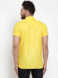 Reliable Yellow Cotton Blend Solid Hip Length Kurta For Men-thumb1