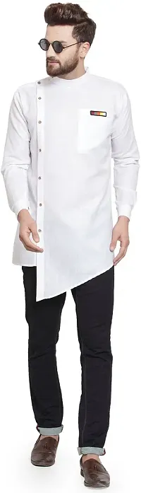 Reliable Blend Solid Short Length Kurta For Men