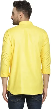 Reliable Yellow Cotton Blend Solid Hip Length Kurta For Men-thumb1