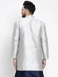 Reliable Silver Silk Printed Nehru Jacket For Men-thumb1