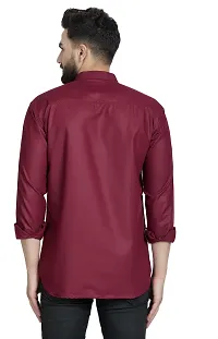 Reliable Maroon Cotton Blend Solid Hip Length Kurta For Men-thumb1