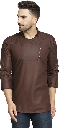 Reliable Blend Solid Hip Length Kurta For Men