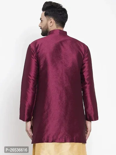 Reliable Maroon Silk Self Pattern Nehru Jacket For Men-thumb2