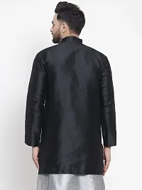 Reliable Black Silk Solid Nehru Jacket For Men-thumb1